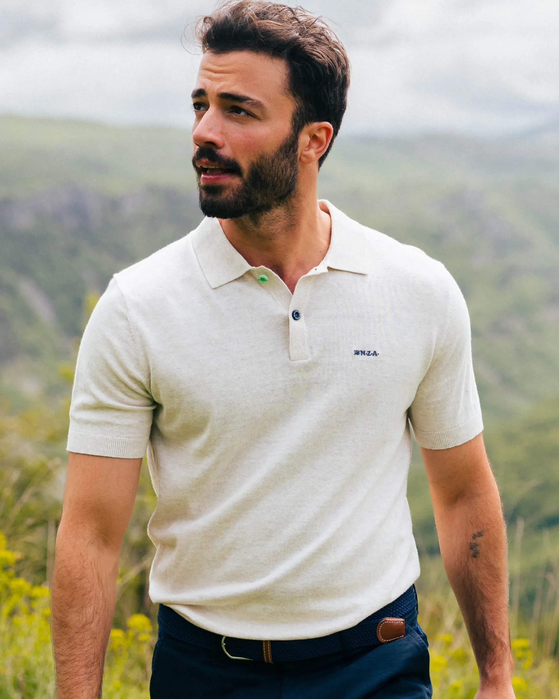 Basic beige polo shirt