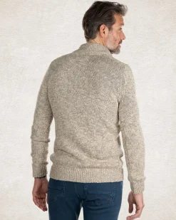 Beige cotton half zip pullover - Sahara Sand
