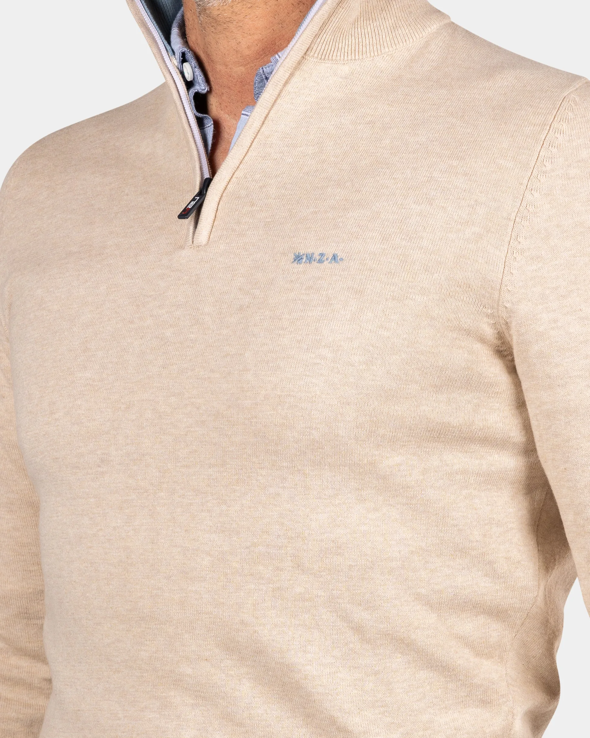 Beige half zip pullover - Oat Sand