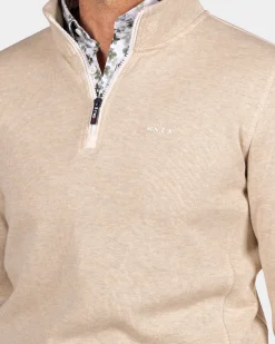 Beige half zip sweat - Oat Sand