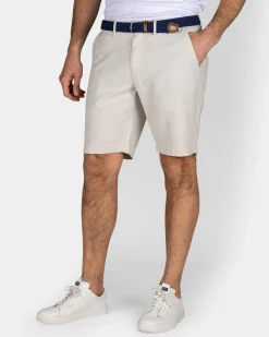 Beige Linen Cargo Shorts
