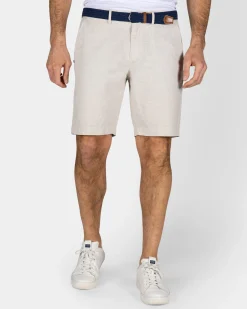 Beige Linen Cargo Shorts