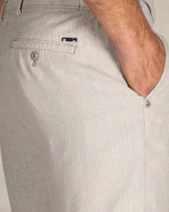 Beige linen striped shorts