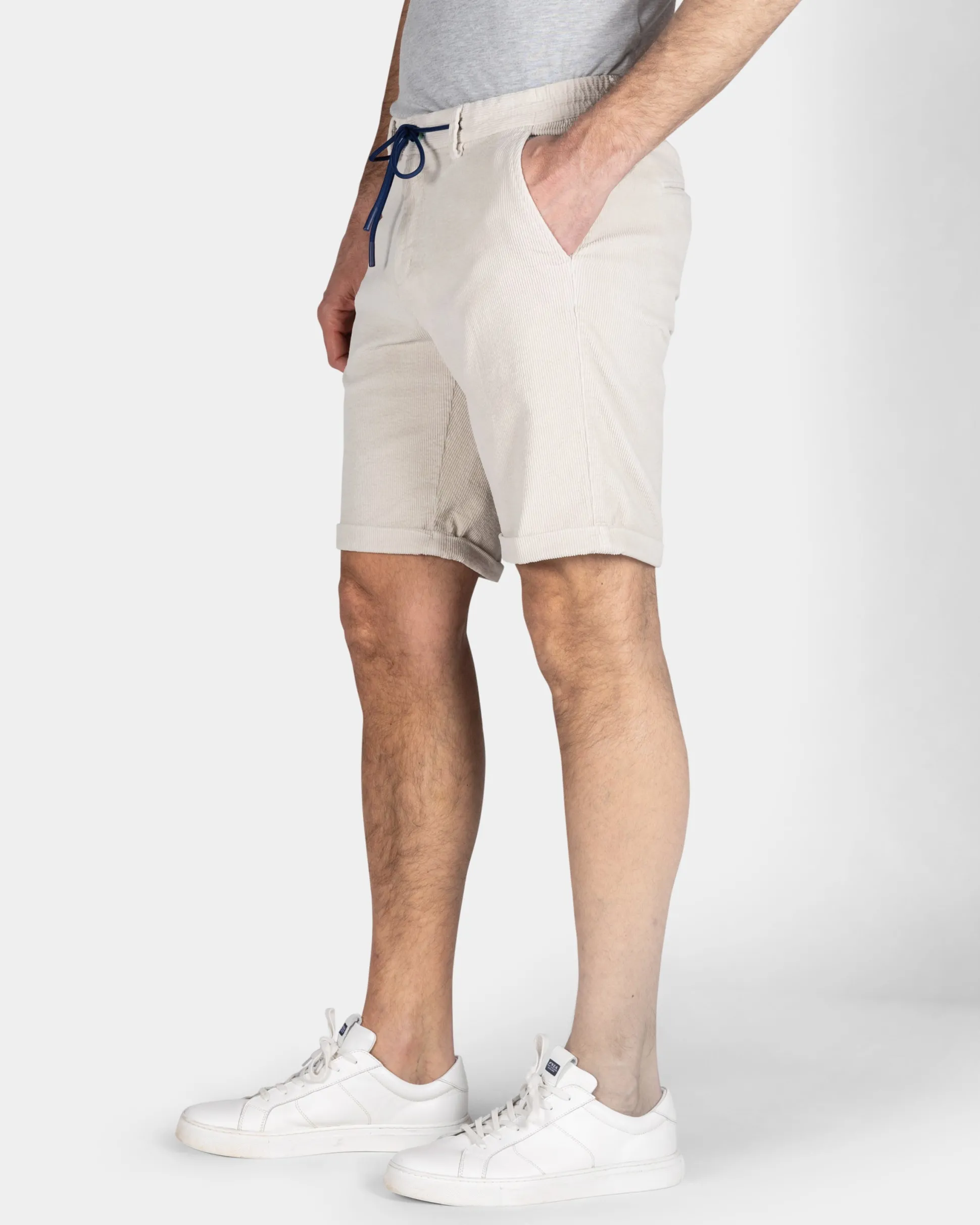 Beige Ribbed Shorts