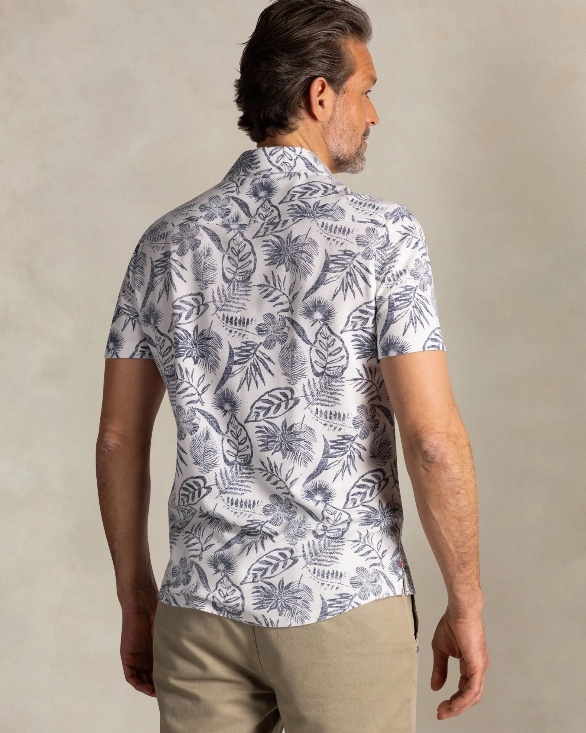 Beige shirt with navy floral print