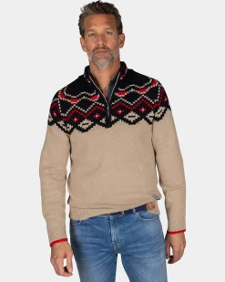 Beige sweater with black print - Winter Navy
