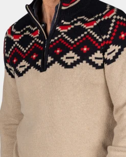 Beige sweater with black print - Winter Navy