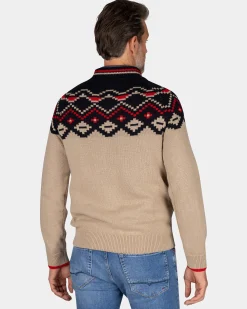 Beige sweater with black print - Winter Navy