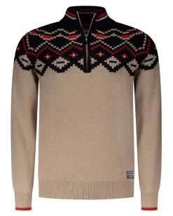 Beige sweater with black print - Winter Navy