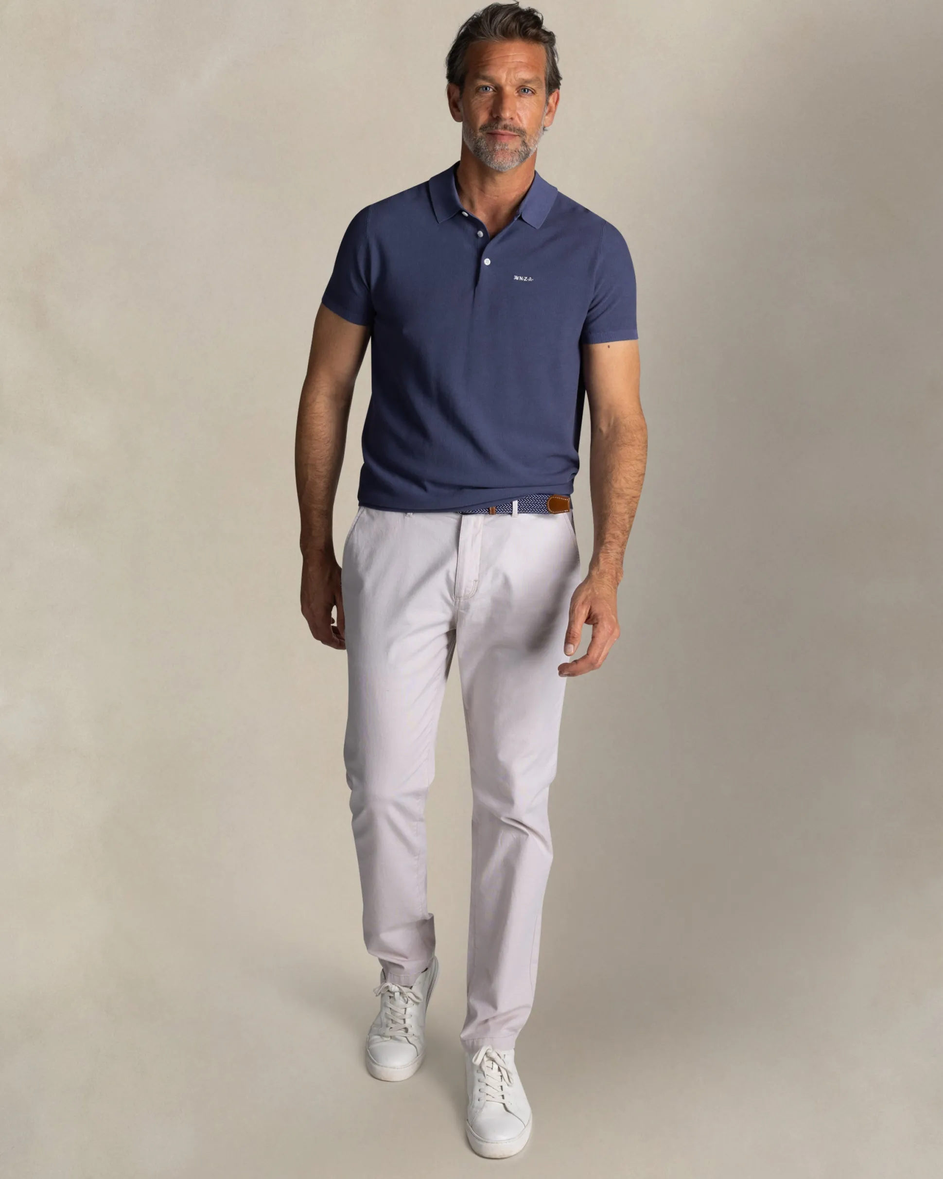 Blauw cotton polo