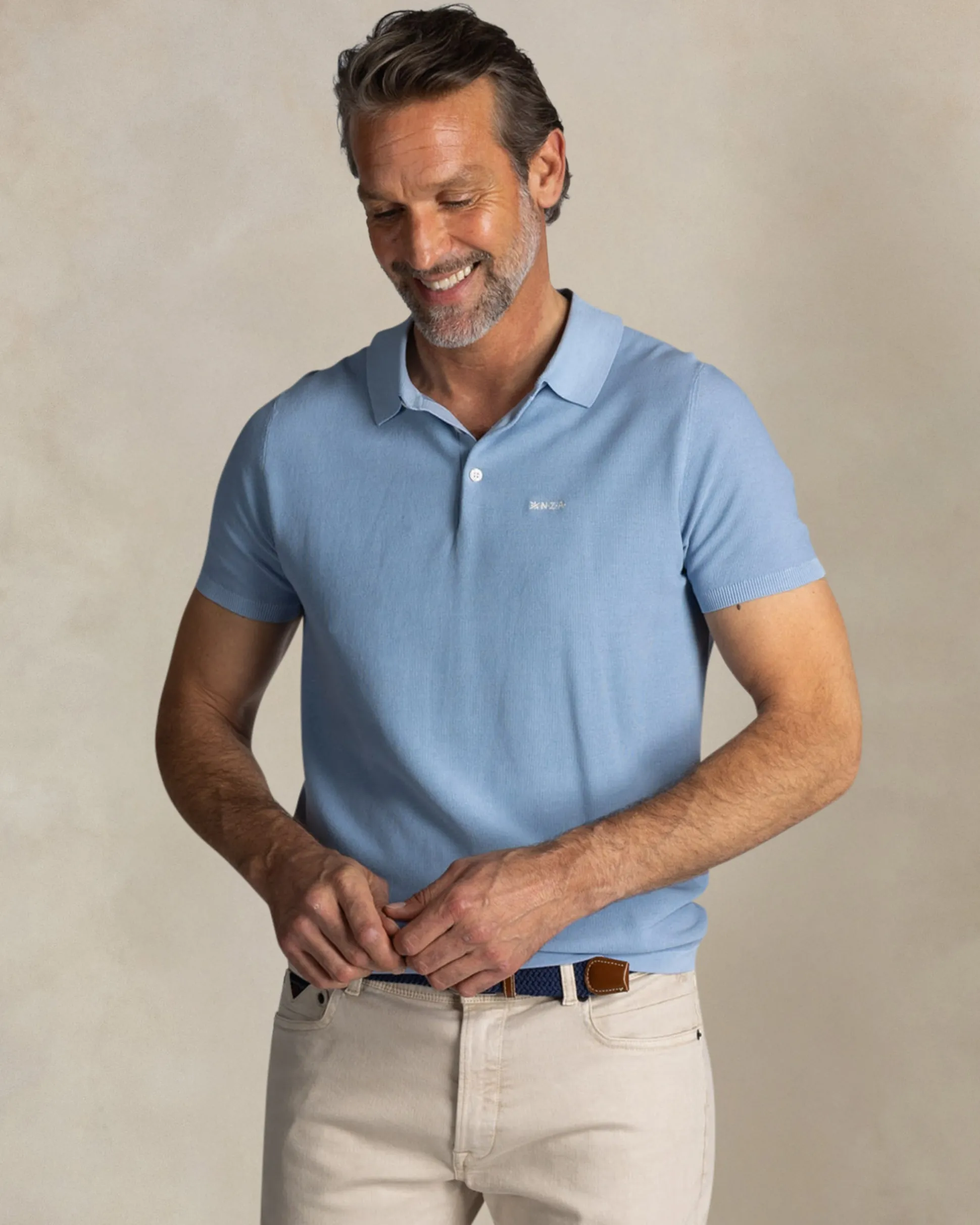 Blauw cotton polo