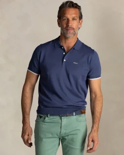 Blauw knitted polo