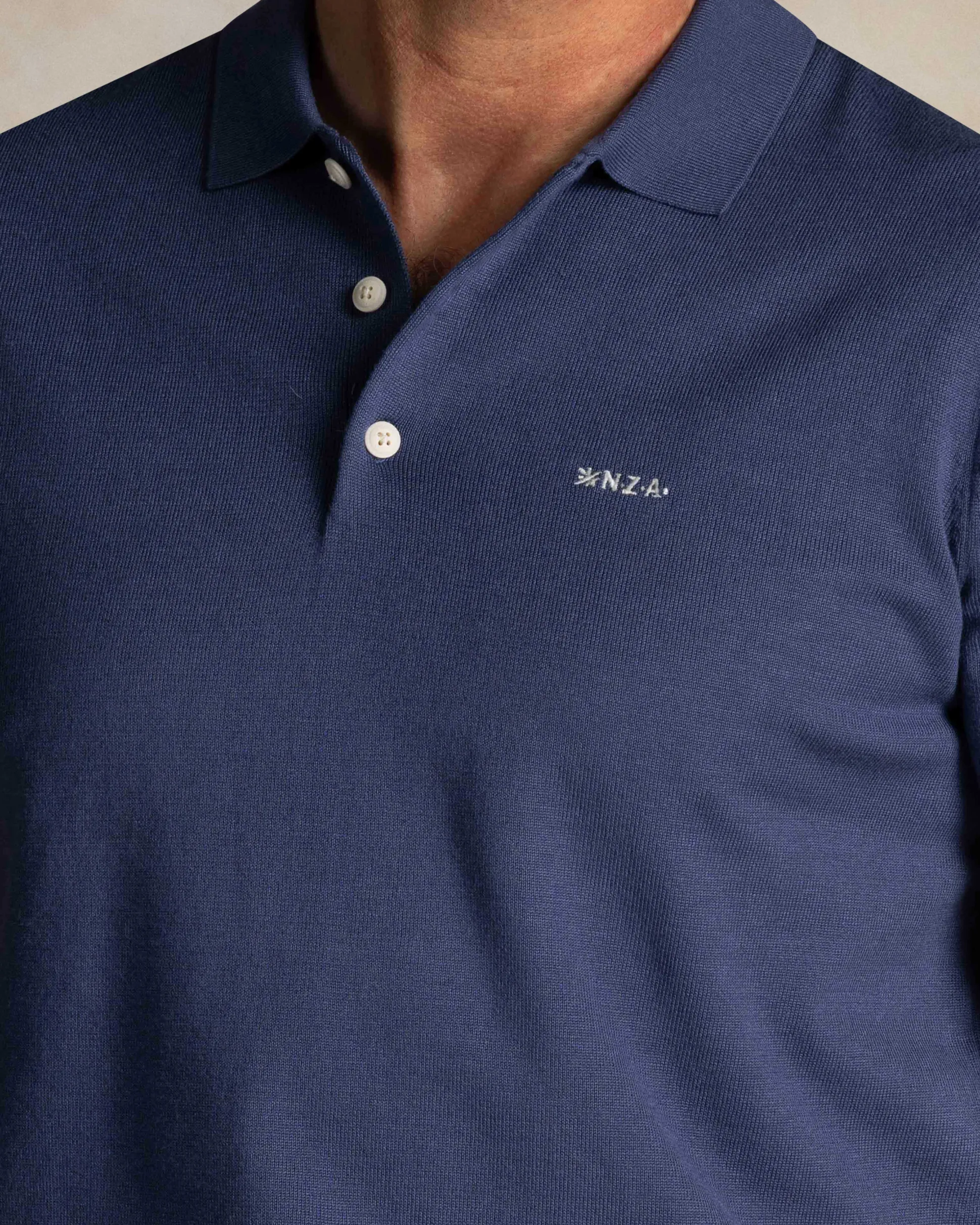 Blauw knitted polo