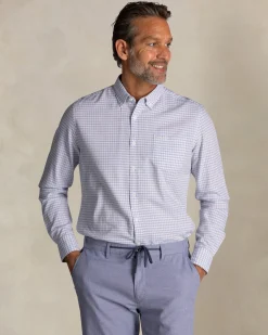 Blue check button-down cotton