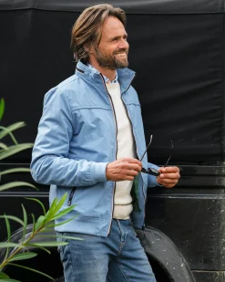 Blue cotton bomber