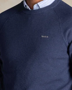 Blue cotton crew neck sweater
