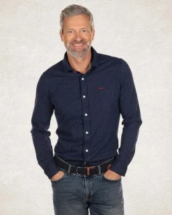 Blue cotton plain shirt - Pitch navy