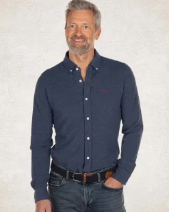 Blue cotton plain shirt - Bright Water Blue