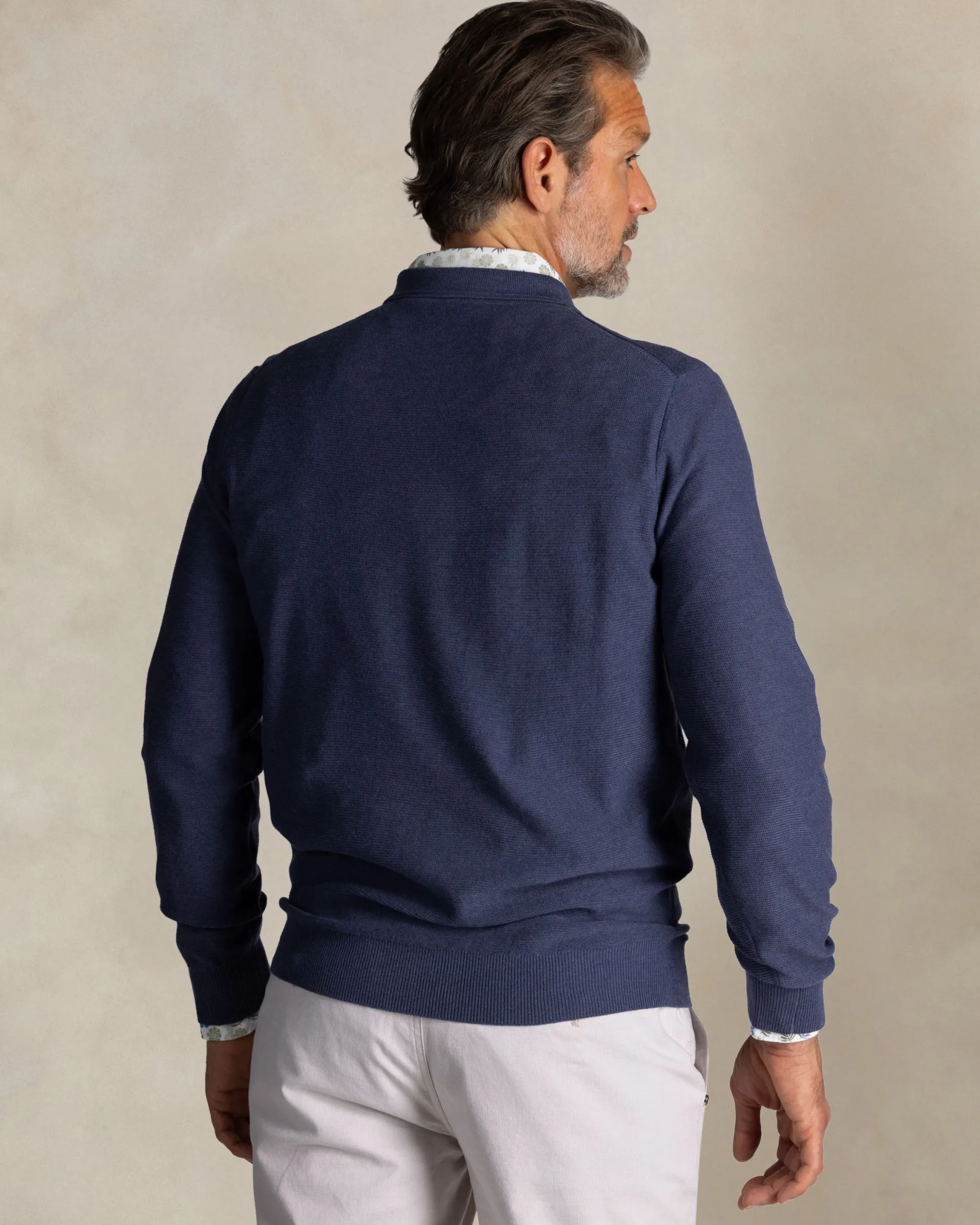 Blue cotton polo sweater