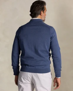 Blue half zip cotton knit