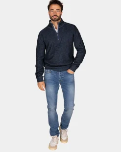Blue half-zip sweater - Tin Blue