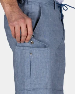 Blue Linen Chino Shorts