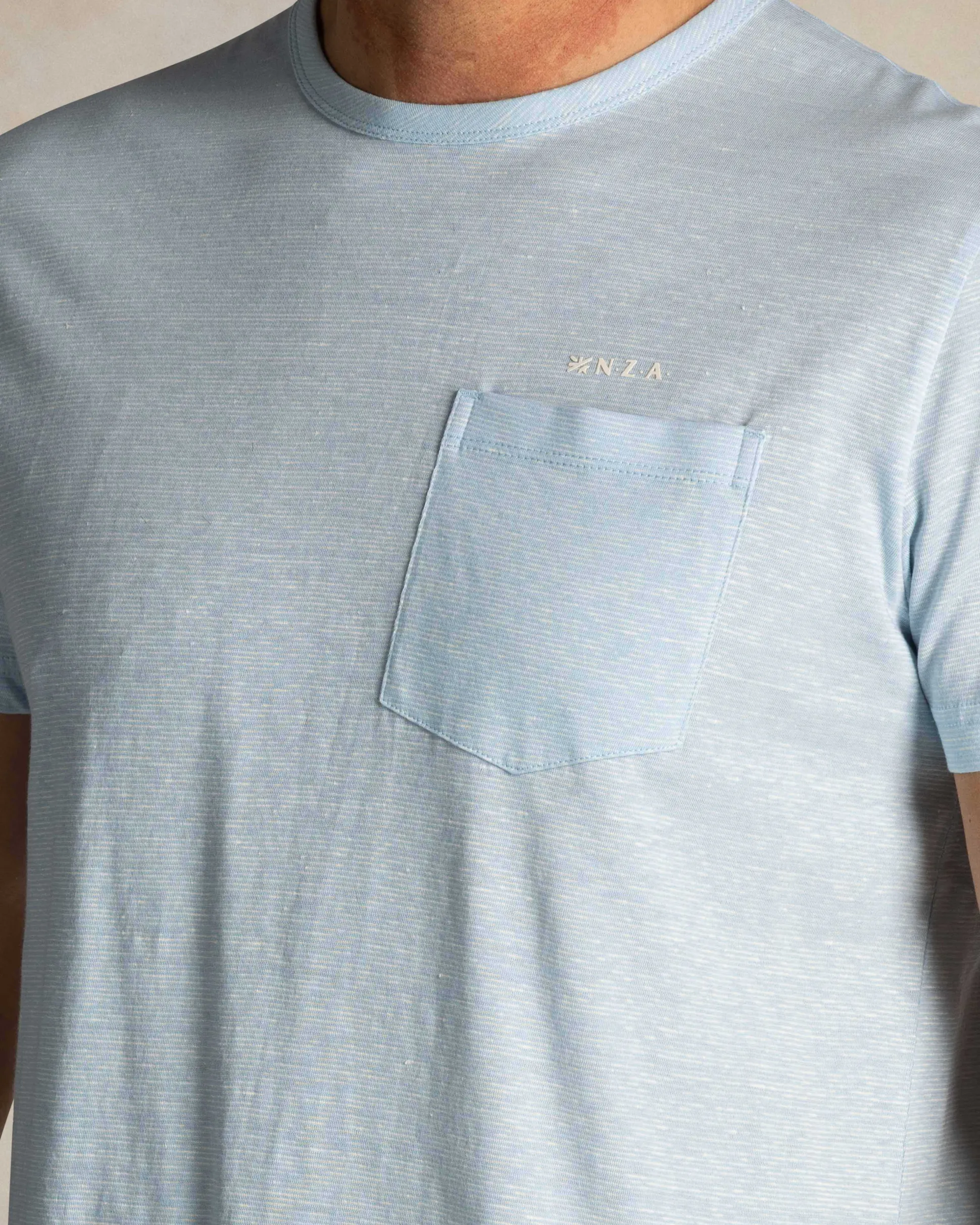 Blue Linen Crewneck Tee