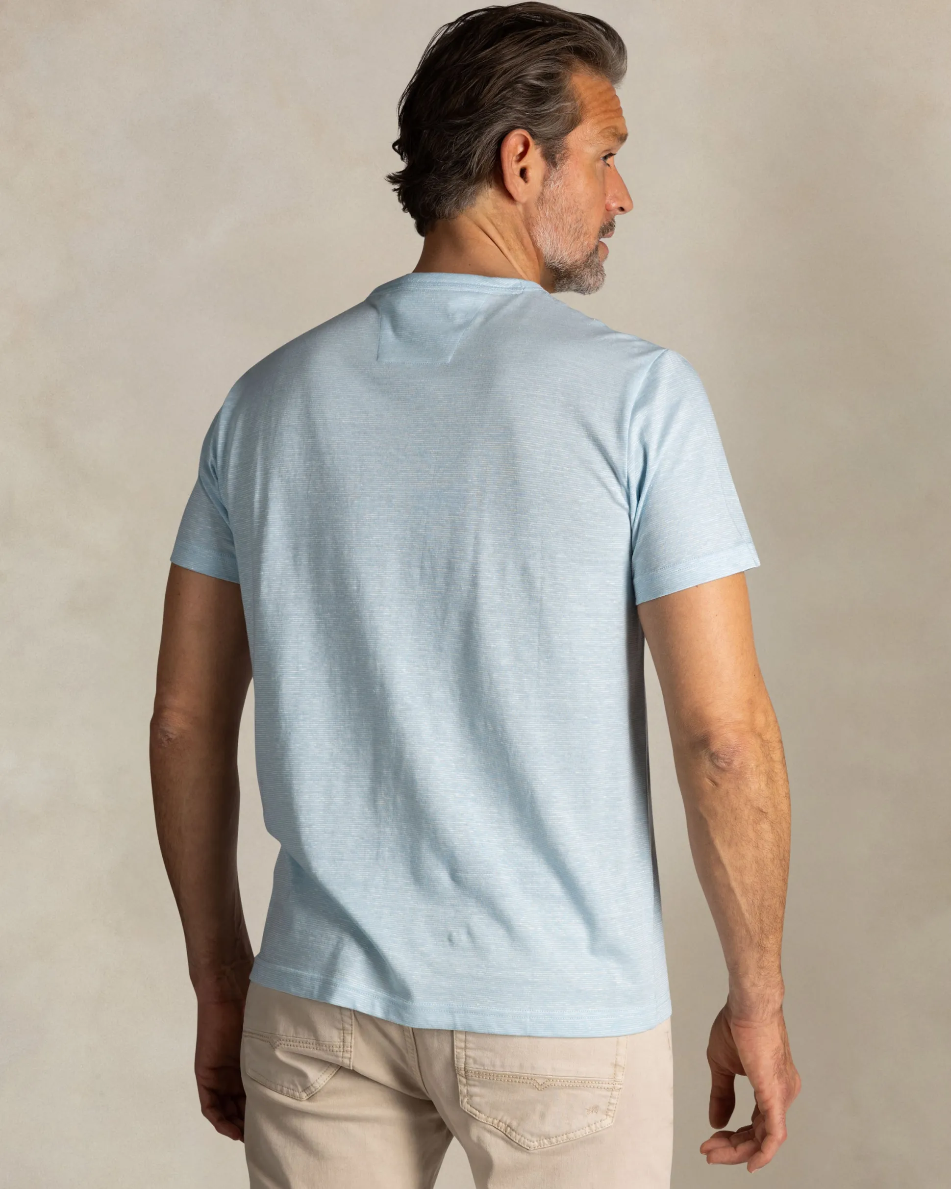 Blue Linen Crewneck Tee