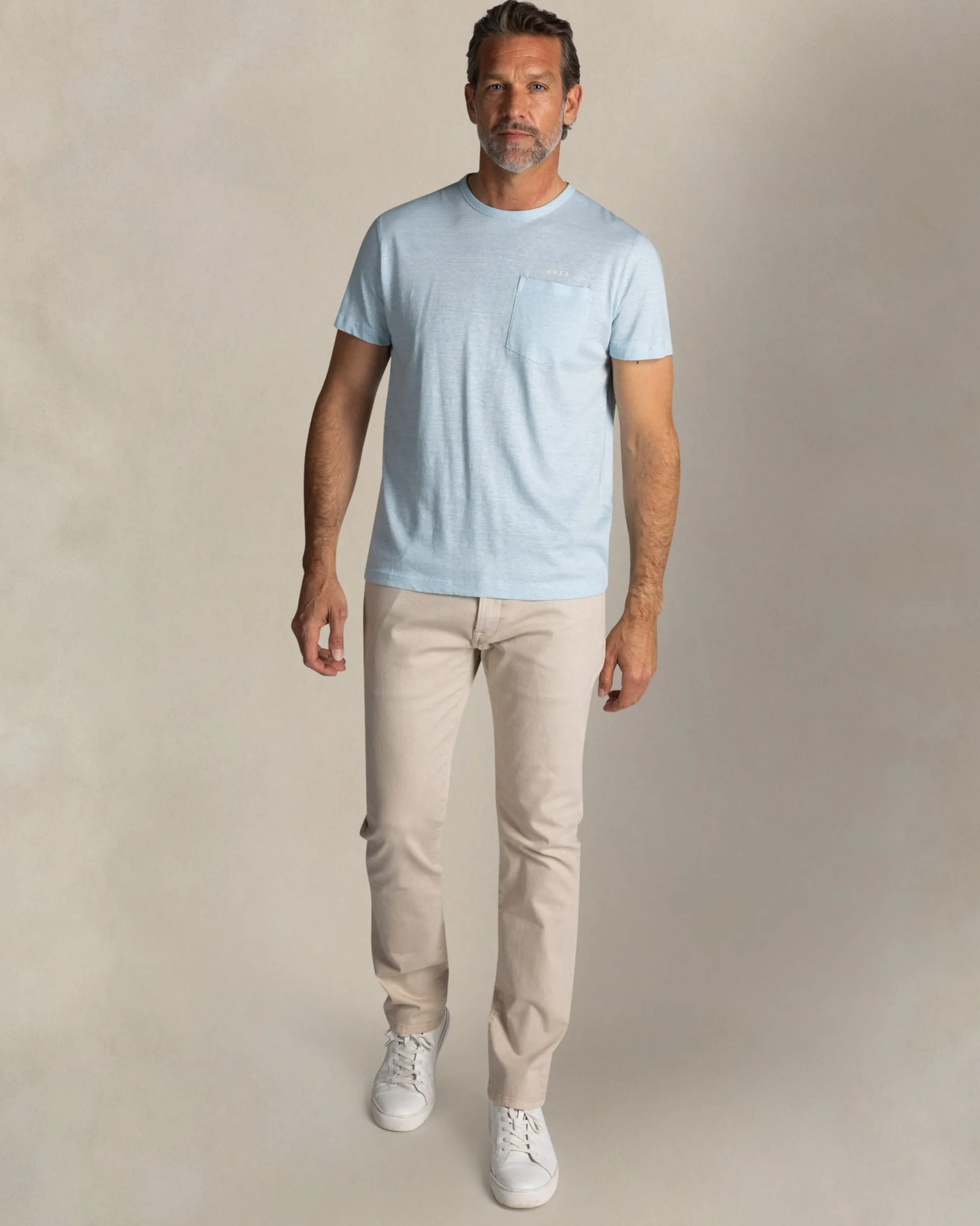 Blue Linen Crewneck Tee