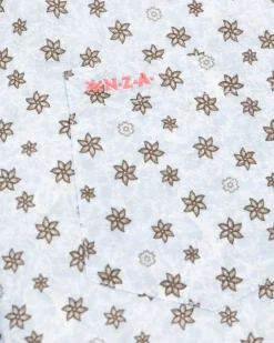 Blue linen shirt with flower print - Universal Blue