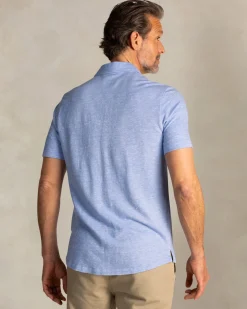 Blue linen short-sleeve shirt