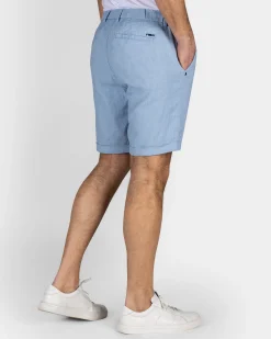 Blue Linen Stretch Shorts