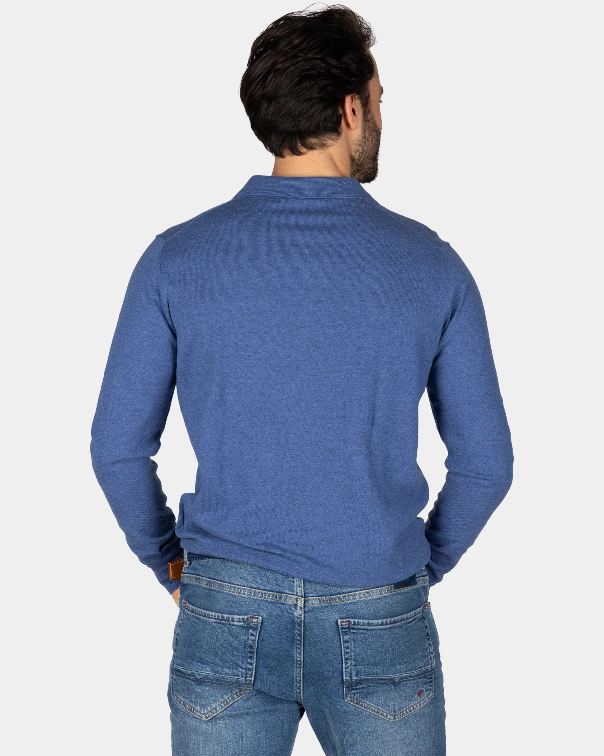 Blue long sleeve polo shirt
