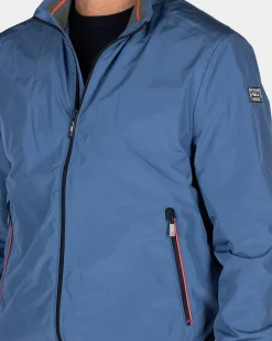 Blue nylon bomber jacket