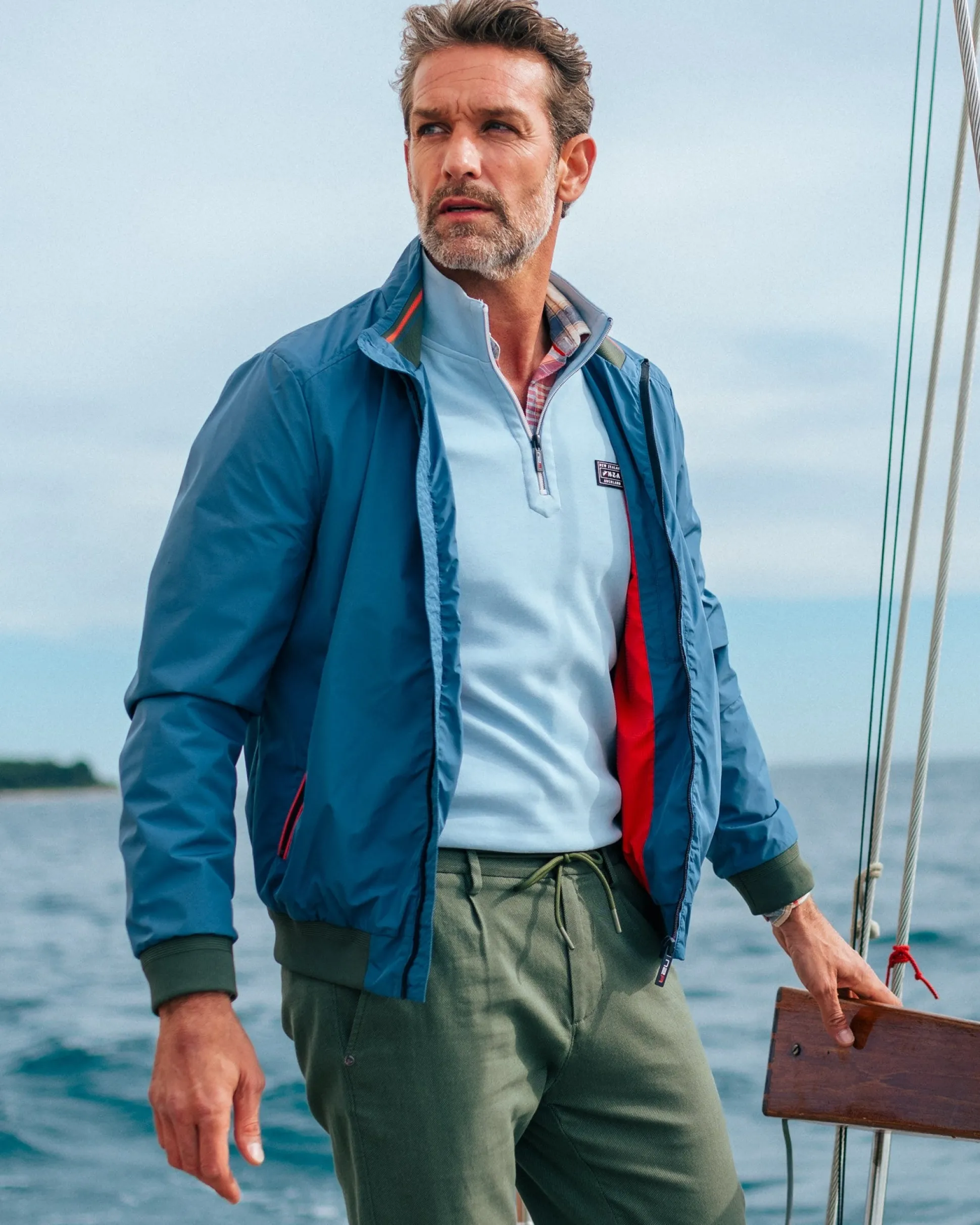 Blue nylon bomber jacket