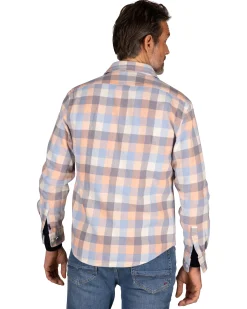 Blue, orange checked shirt