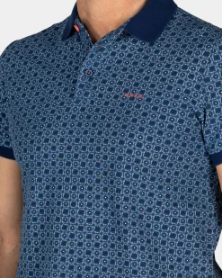 Blue polo with print