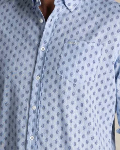 Blue print cotton button-down