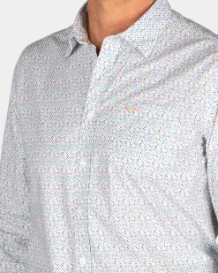 Blue printed cotton shirt