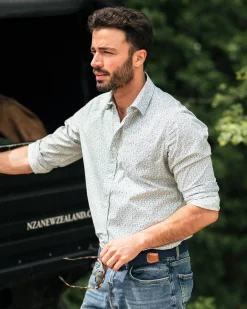 Blue printed cotton shirt