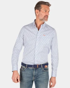 Blue printed cotton shirt - Rhythm Blue