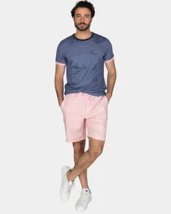 Blue Printed T-Shirt with Pink Details