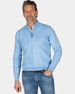 Blue pullover with half zip