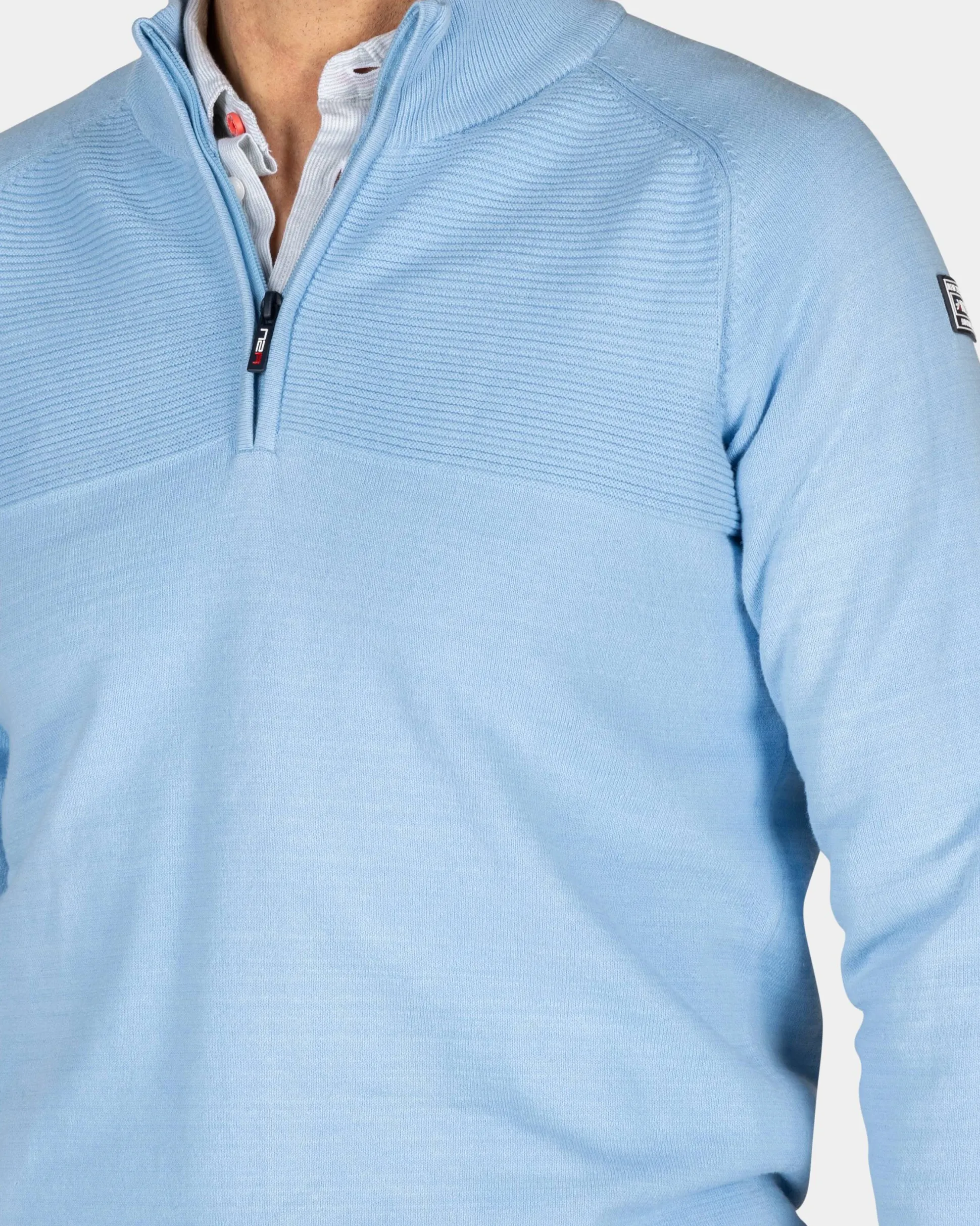 Blue pullover with half zip