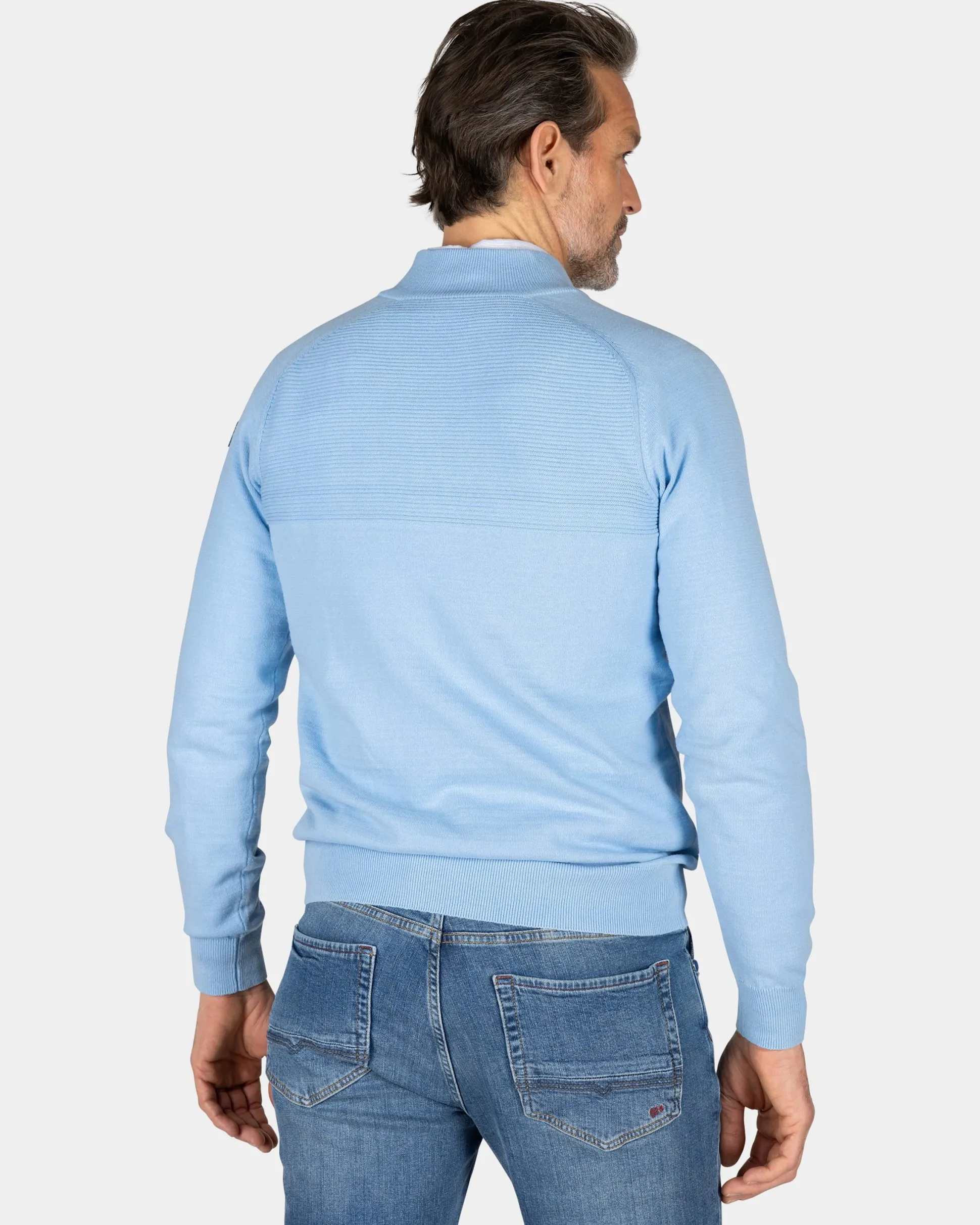 Blue pullover with half zip