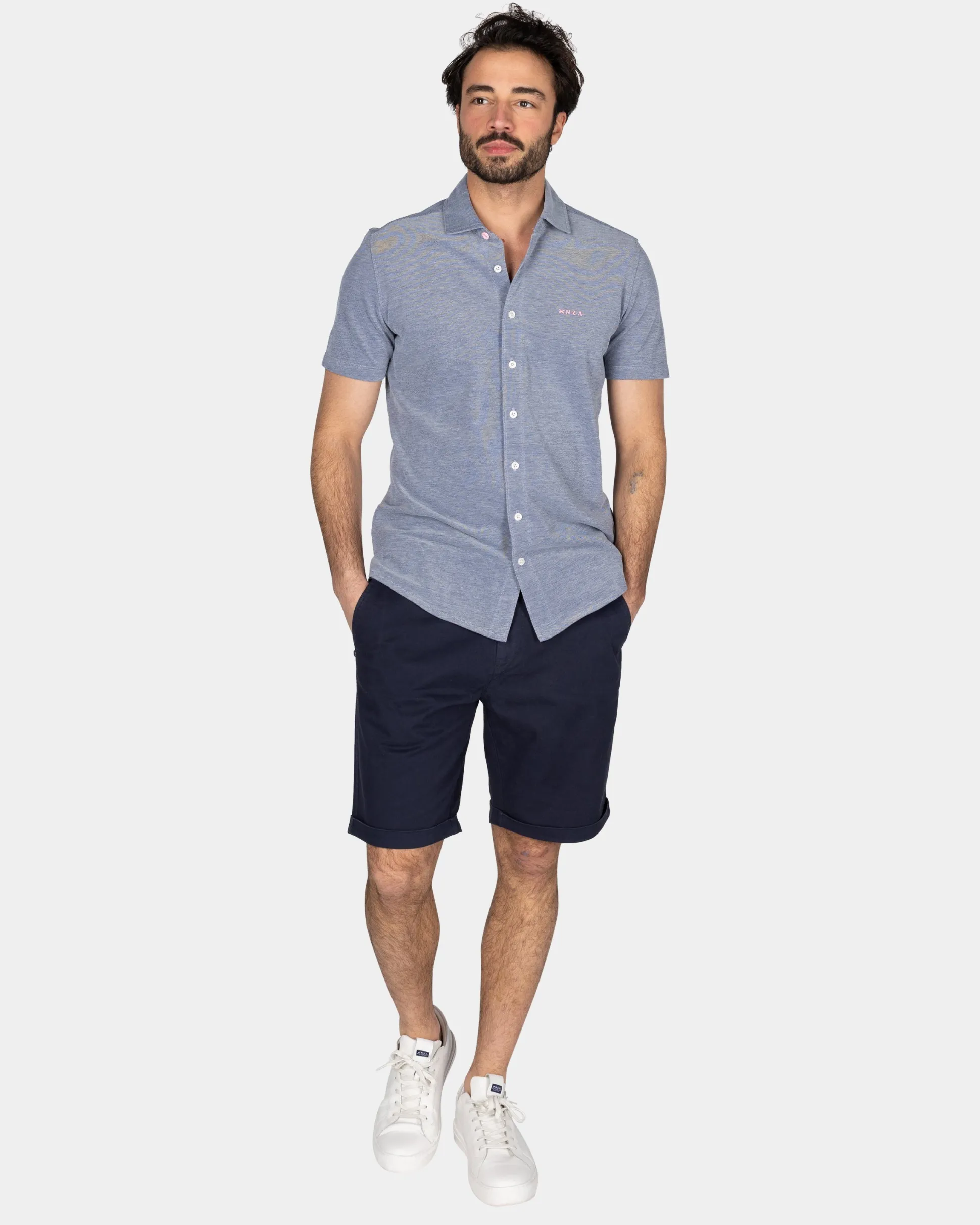 Blue Shirt with Short Sleeves