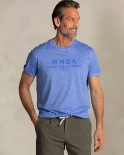 Blue solid T-shirt with NZA logo