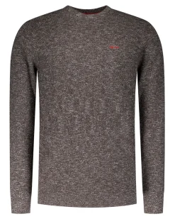 Brown knitted sweater with round neck - Mud