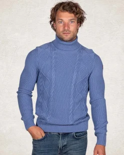Cable knit turtleneck pullover - Cloudy Blue