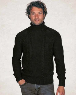 Cable knit turtleneck pullover - Crushing Green